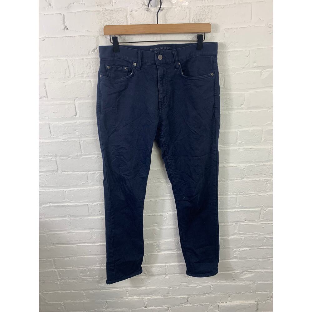 Banana Republic Women's Mid-Rise.Slim Fit Traveler Pant Navy Blue Size 31/30